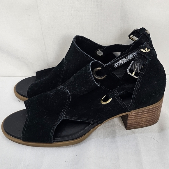 Koolaburra by UGG Kaiah Black Suede Block Heel Sandals Size 8 - Picture 4 of 11